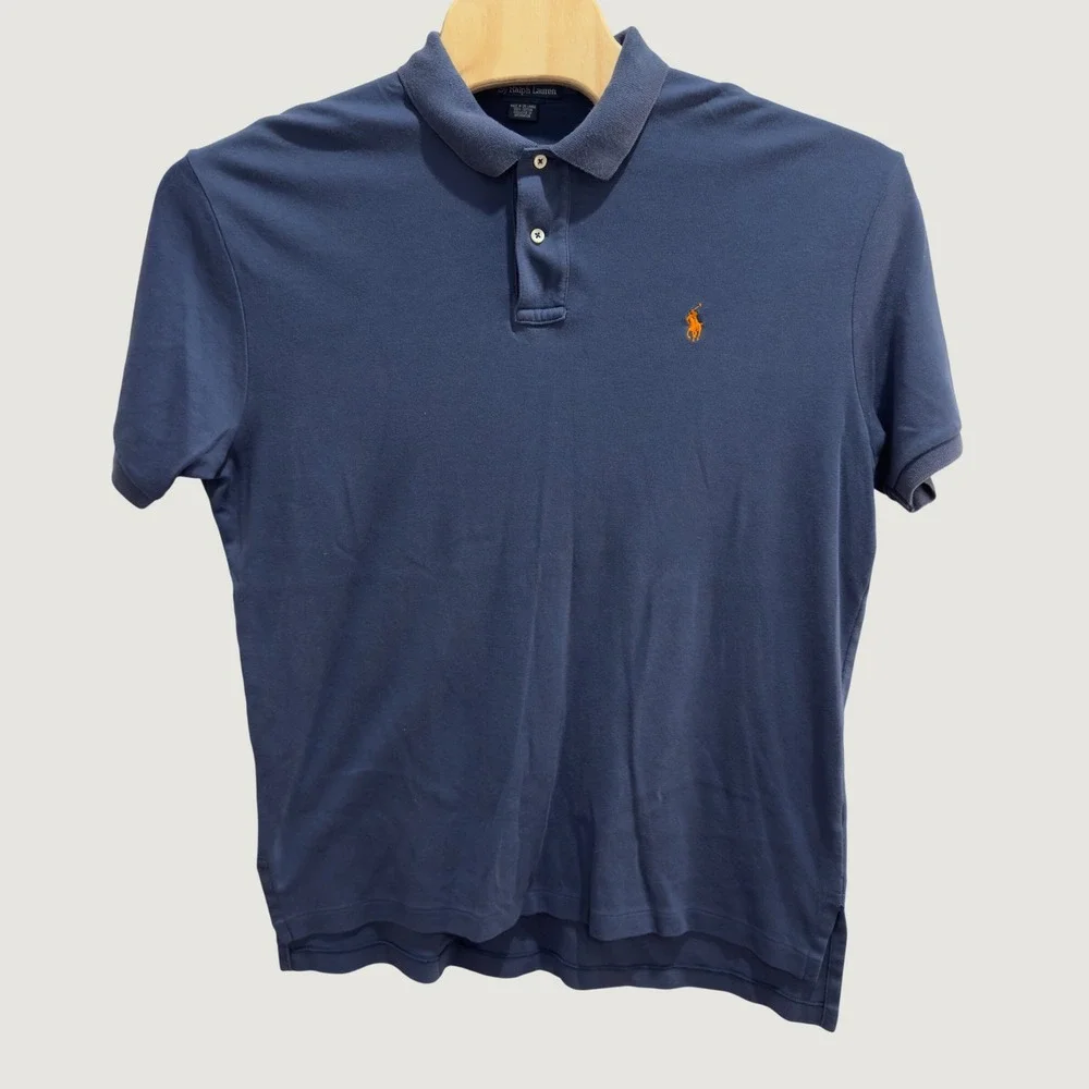 1486 | Polo Ralph Lauren Classic Fit Cotton Pique Polo Shirt Blue Mens L Preppy